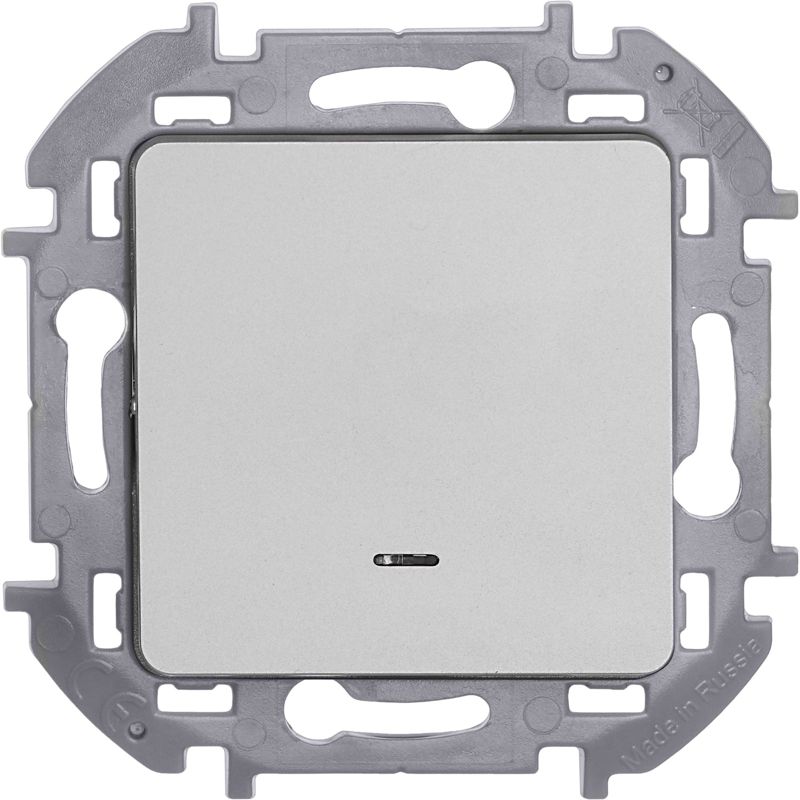  Переключатель 1-кл. Inspiria 10А IP20 250В 10AX с подсветкой/индикацией механизм алюм. IEK 673662 фото в каталоге от BTSprom.by