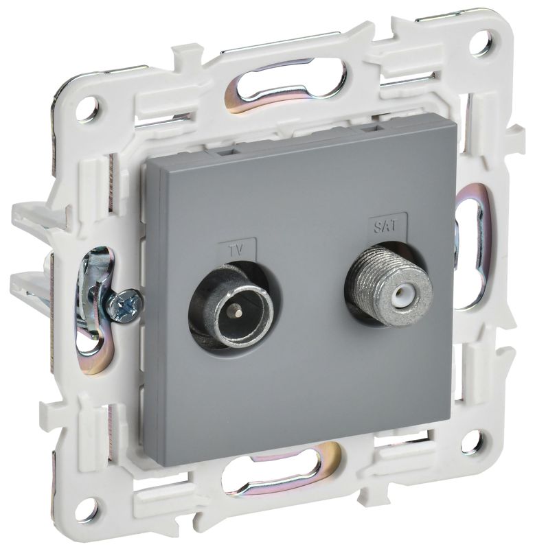 розетка двойная tv+sat skandy sk-a13gr сер. iek sk-af20-o-k03 от BTSprom.by