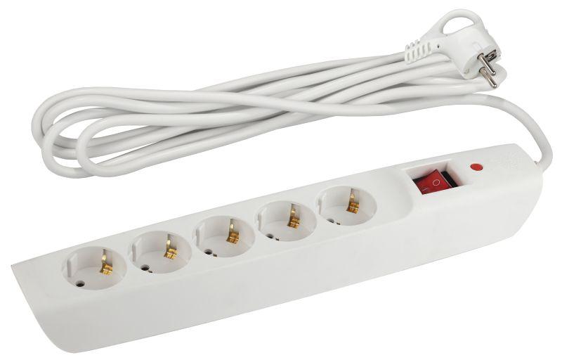 удлинитель с сетевым фильтром 5х4м с заземл. 10а ip20 sfx-5es-4m-w с выкл. бел. эра б0044021 от BTSprom.by