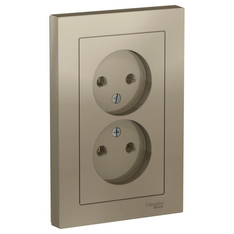 розетка 2-м сп atlasdesign 16а ip20 без заземл. в сборе шампань se atn000520 от BTSprom.by