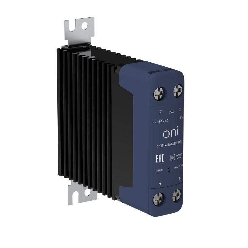 реле твердотельное ssr1 25а 90-280в ac 24-480в ac с радиатором oni ssr1-25aa480-rad от BTSprom.by