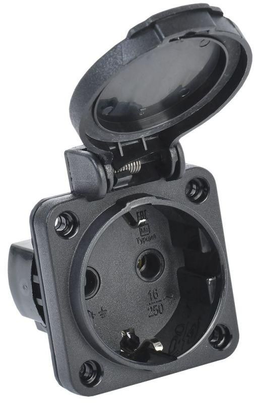 розетка панельная magnum 2p+pe 16а ip54 рп14-3 с защ. крышкой с заземл. черн. iek psn71-016-3-2-54-k02 от BTSprom.by