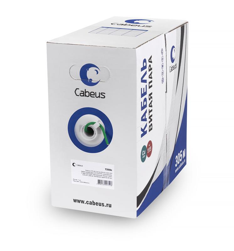 кабель витая пара u/utp кат.5e 4х2х24awg solid pvc нг(а)-ls utp-4p-cat.5e-solid-gn зел. (уп.305м) cabeus 7250c от BTSprom.by