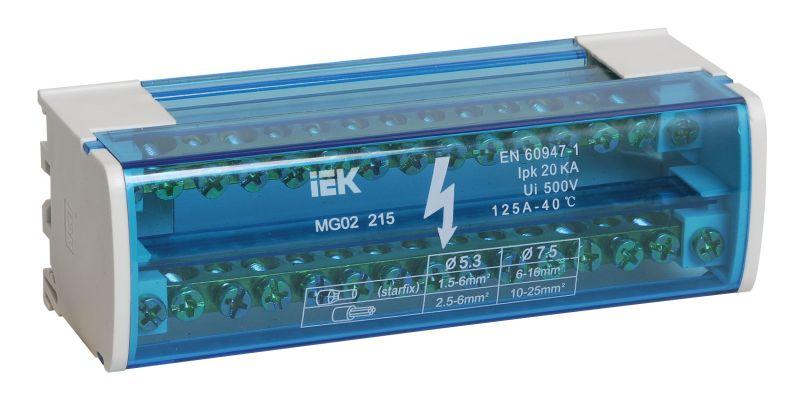 шина на din-рейку в корпусе (кросс-модуль) шнк 2х15 l+pen iek ynd10-2-15-125 от BTSprom.by