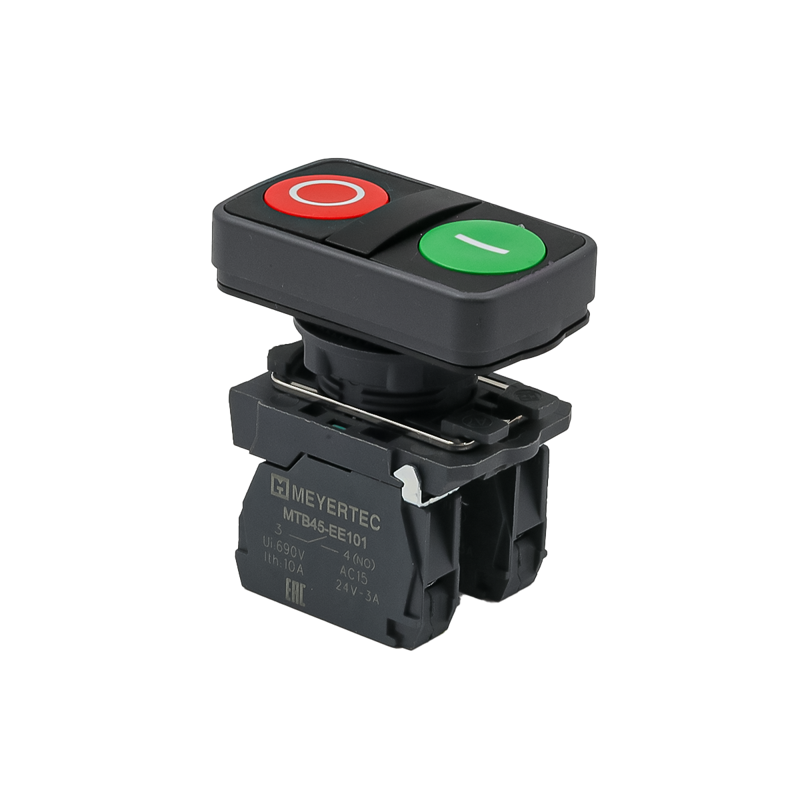 кнопка двойная плоская маркировка "i+o" 1no+1nc ip65 пластик mtb5-al8325 красн./зел. овен 137262 от BTSprom.by