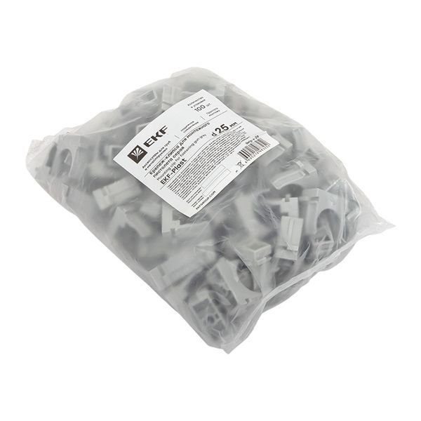  Держатель для труб (клипса) d25мм для монтажн. пистолета сер. (уп.100шт) Plast EKF derjp-z-25 фото в каталоге от BTSprom.by