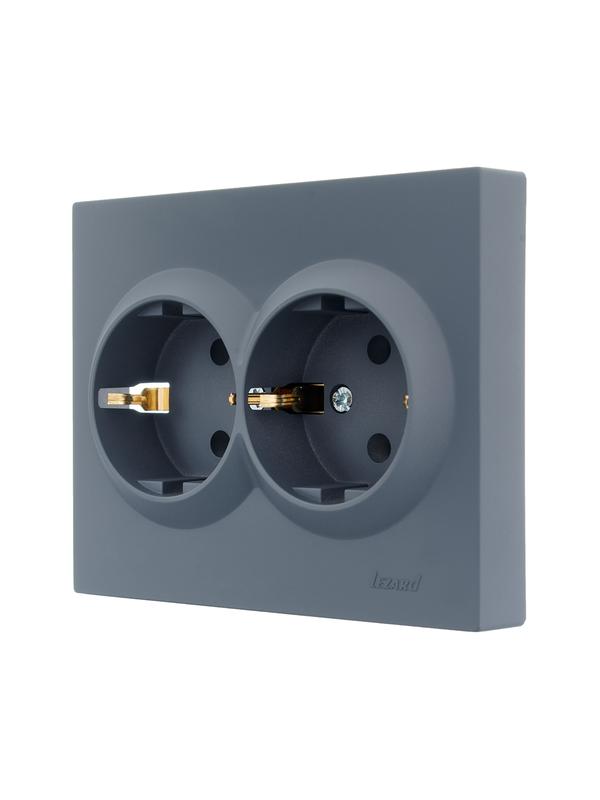  Розетка 2-м СП VESNA с заземл. ПБТ графит LEZARD 742-3400-127B фото в каталоге от BTSprom.by
