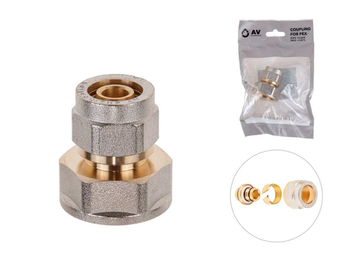 муфта 16(2.0) х 3/4" вн. для труб pex, av engineering (инд. упак.) (для металлопластиковых и pex труб) ave309013 от BTSprom.by
