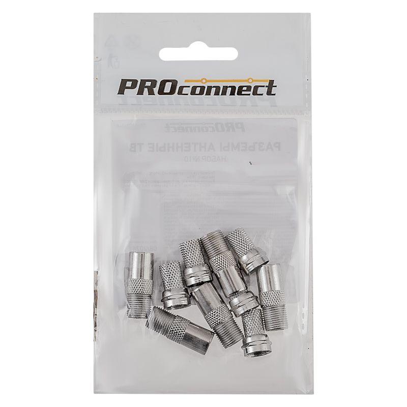  Набор разъемов антенных ТВ №10 (5 переходников гнездо F - штекер TV; 5 F-разъемов RG-6) (уп.5шт) PROCONNECT 05-4303-4-8 фото в каталоге от BTSprom.by
