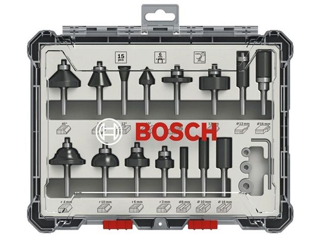 набор фрез смешанный 6 мм (15шт) bosch 2607017471 от BTSprom.by