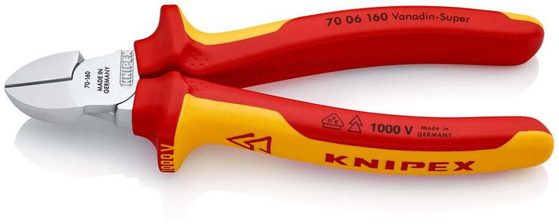 бокорезы vde l-160мм твердость кромок 62 hrc хром. knipex kn-7006160sb от BTSprom.by