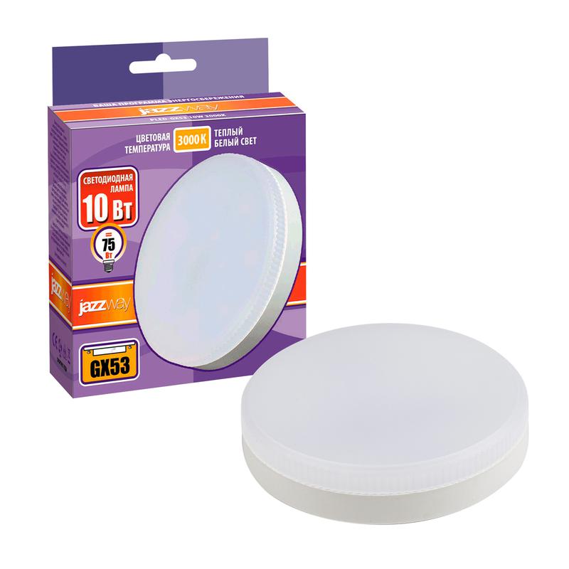 лампа светодиодная pled-gx53 10вт таблетка матовая 3000к тепл. бел. gx53 800лм 230в jazzway 1029072 от BTSprom.by