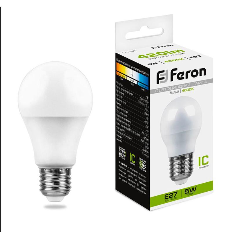 лампа светодиодная 5вт 230в e27 4000к g45 lb-38 feron 25405 от BTSprom.by