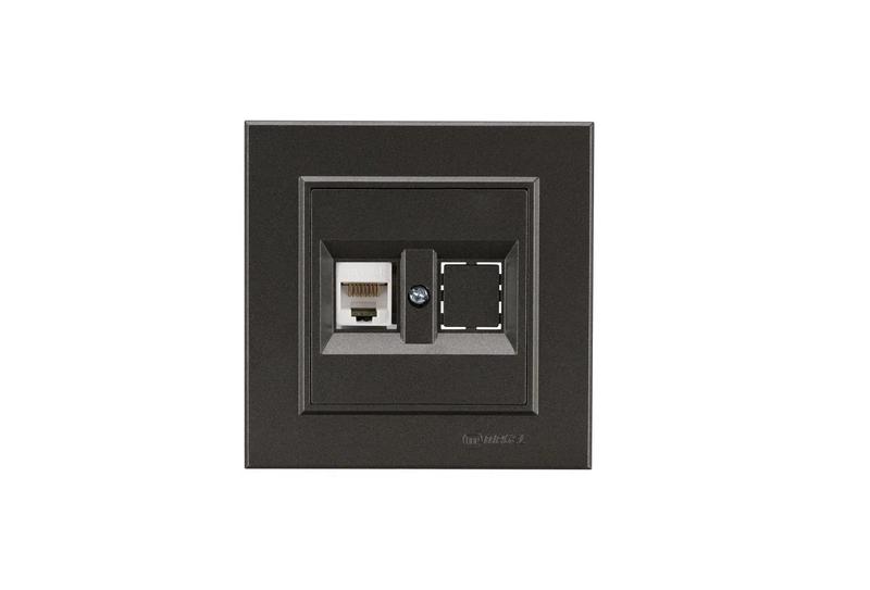 розетка компьютерная+гнездо сп karea 16а ip20 cat 5 дым. металлик makel 56050035 от BTSprom.by