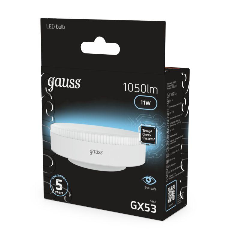 Лампа светодиодная Black 11Вт таблетка 4100К нейтр. бел. GX53 1050лм GAUSS 108008211 фото в каталоге от BTSprom.by