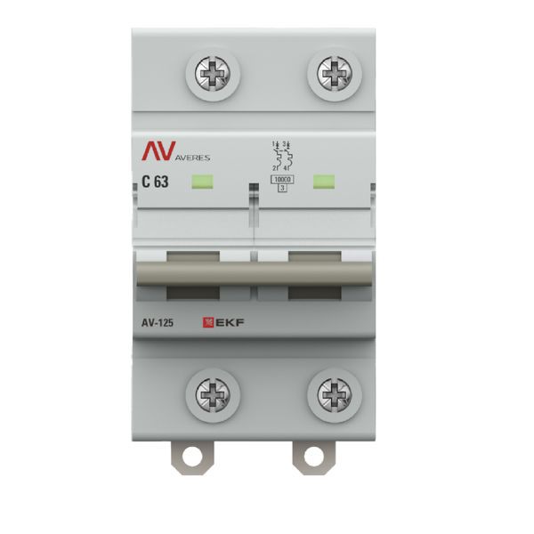  Выключатель автоматический 2п C 63А 10кА AV-125 AVERES EKF mcb125-2-63C-av фото в каталоге от BTSprom.by