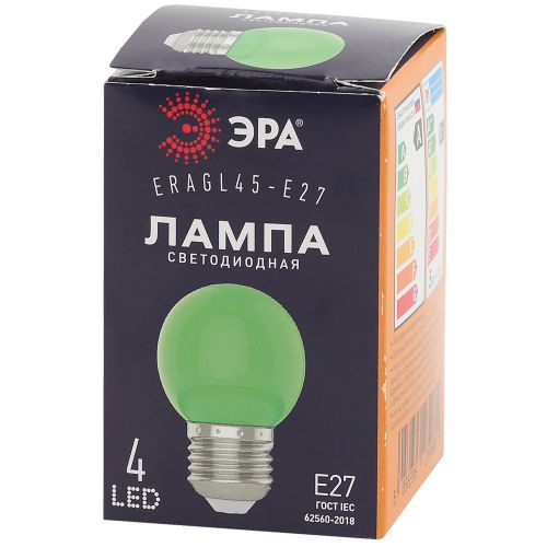 Лампа светодиодная ERAGL45-E27 P45 1Вт шар зел. E27 4SMD для белт-лайт ЭРА Б0049574 фото в каталоге от BTSprom.by