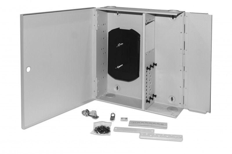 бокс оптический fo-wbx-6хslt-w140h42-48un-gy универс. настенный от 8 до 48 портов (sc duplex lc st fc) (со спайс. пласт. без пигтейлов. и прох. адапт.) сер. hyperline 250444 от BTSprom.by