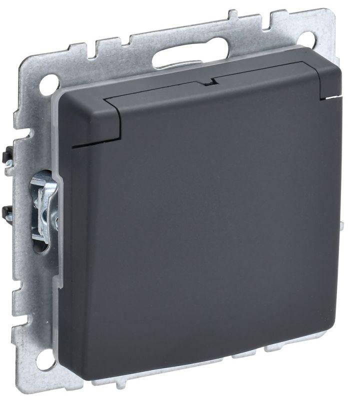 розетка brite рсбш10-3-брг 16а ip20 с заземл. защ. шторки с крышкой механизм графит iek br-r16-16-k53 от BTSprom.by