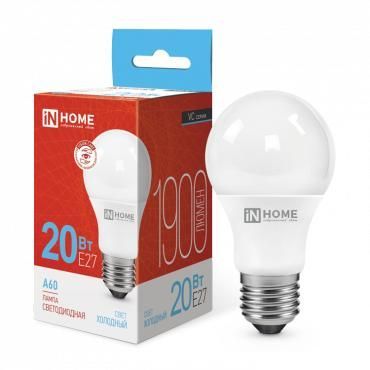 лампа светодиодная led-a60-vc 20вт грушевидная 6500к холод. бел. e27 1900лм 230в in home 4690612020310 от BTSprom.by