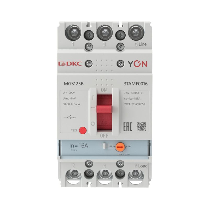  Выключатель автоматический MGS125 3P 12 8-16A 18kA YON MGS125B-3TAMF0016 фото в каталоге от BTSprom.by