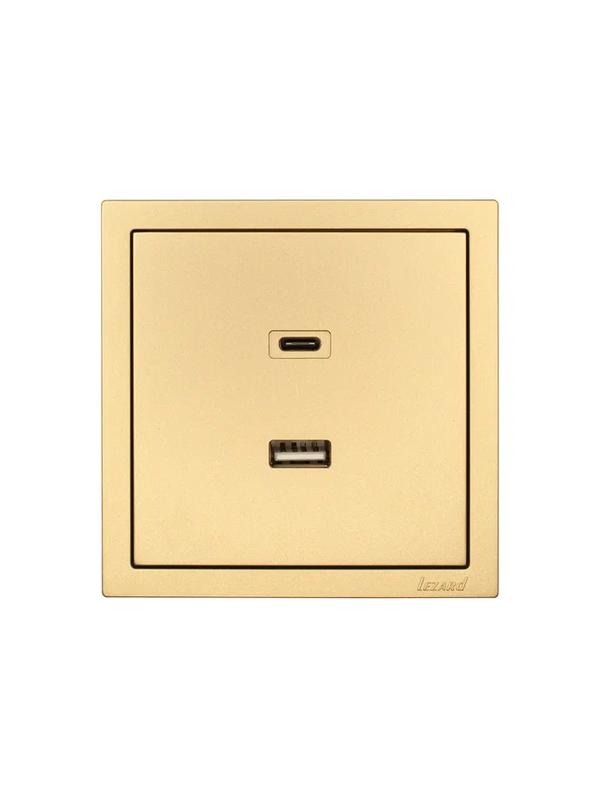  Розетка Type-C+ USB разъем СП ZIMA IP20 зол. LEZARD 704-3688-192TC фото в каталоге от BTSprom.by