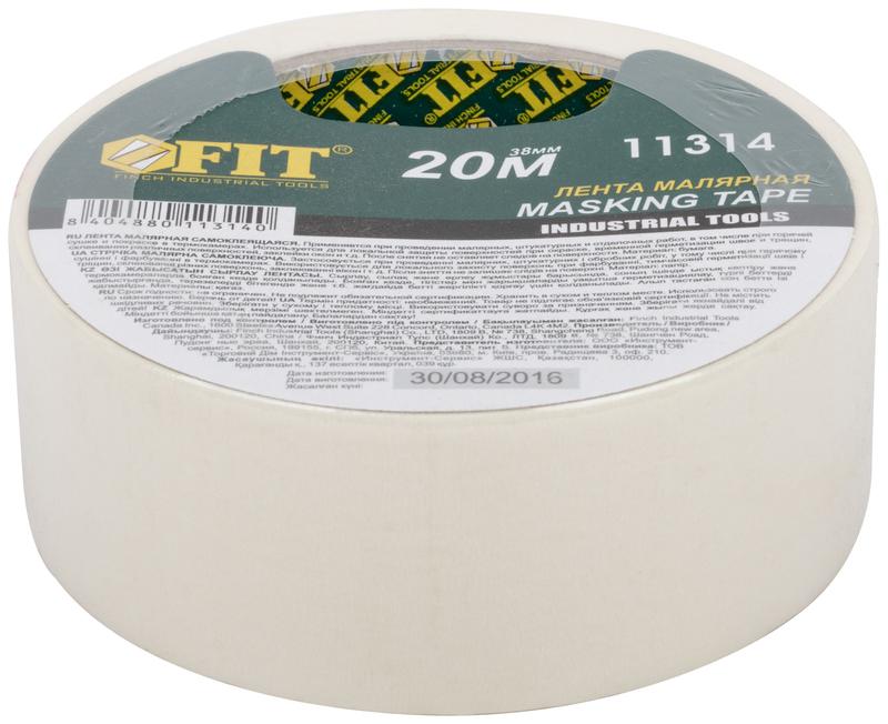  Лента малярная креппированная клейкая 38ммх20м FIT 11314 фото в каталоге от BTSprom.by