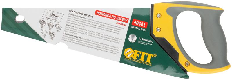  Ножовка по дереву мелкий каленый зуб 14 ТPI 3D заточка 3К пласт.прорезиненная ручка профи 350мм FIT 40481 фото в каталоге от BTSprom.by