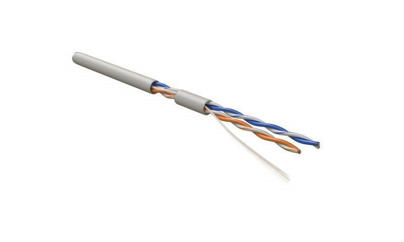 кабель витая пара u/utp кат.5 2 пары 24 awg ож solid lszh нг(с)-hf uutp2-c5-s24-in-lszh-gy-500 сер. (уп.500м) hyperline 41478 от BTSprom.by