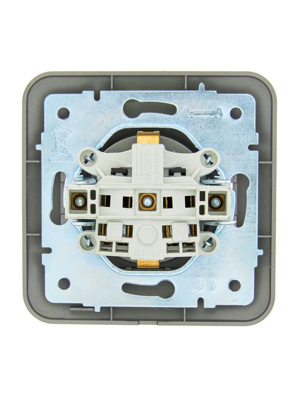  Розетка 1-м СП ASTI 16А IP20 с заземл. с крышкой термопласт в сборе платина. LEZARD 7081-3535-123В фото в каталоге от BTSprom.by