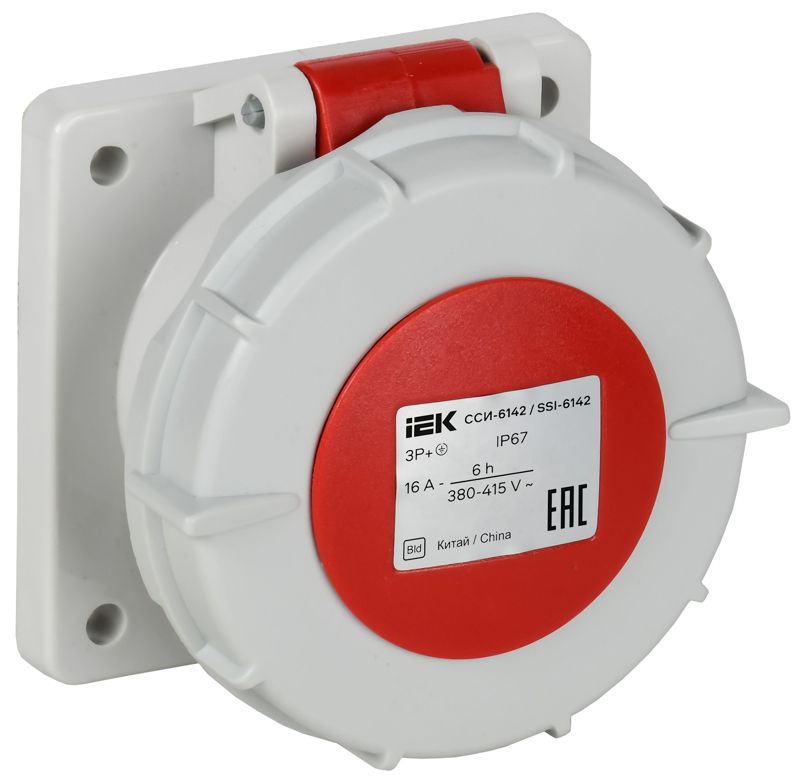розетка встраиваемая прямая сси-6142 16а 6ч 380в 3p+pe ip67 iek psr62-016-4-0-67 от BTSprom.by