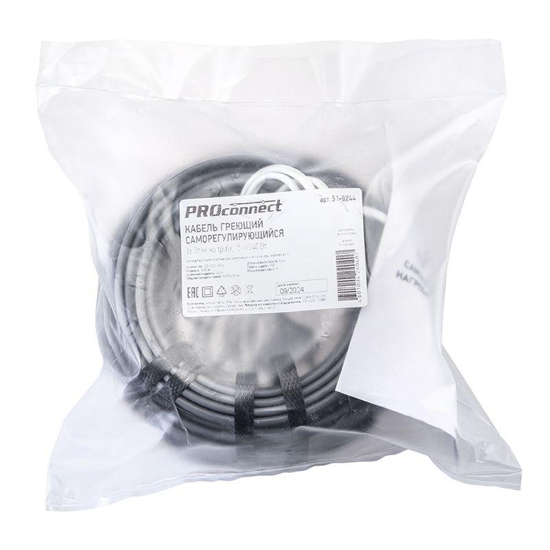  Кабель греющий саморег. 16Вт/м на трубу 15 м/240Вт PROCONNECT 51-0244 фото в каталоге от BTSprom.by
