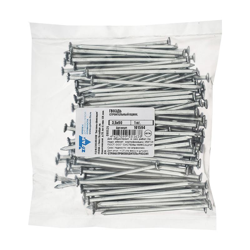 гвоздь строительный 3.5х90 оцинк. (уп.1кг) tech-krep/zitar 101594 от BTSprom.by