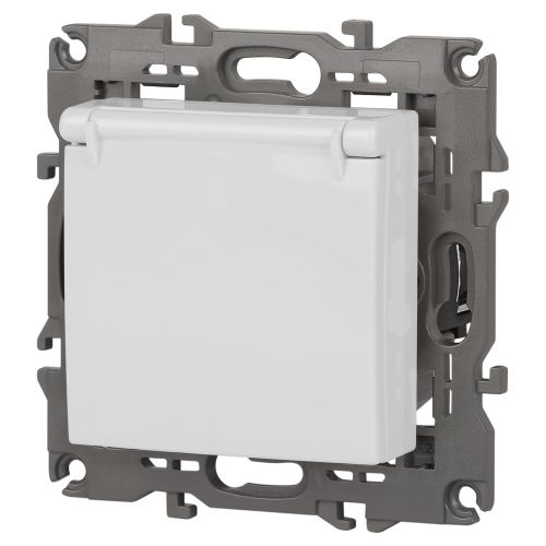  Розетка 1-м СП Эра Elegance 14-2103-01 16А IP20 16AX 250В 2P+E Schuko защ. шторки с крышкой бел. Эра Б0034278 фото в каталоге от BTSprom.by