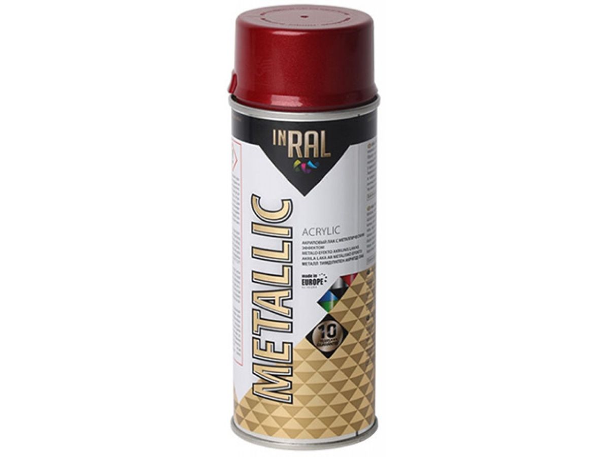 лак на акриловой основе красный inral metallic spray 400мл (цвет красный.) 26-7-8-001 от BTSprom.by