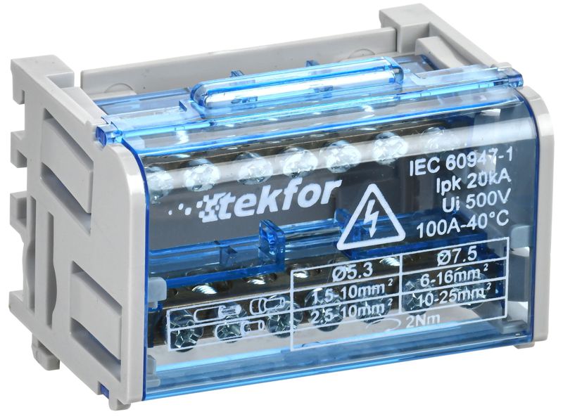 шины на din-рейку (кросс-модуль) шнк 2х7 l+pen tekfor iek tf-dn10-2-07-100 от BTSprom.by