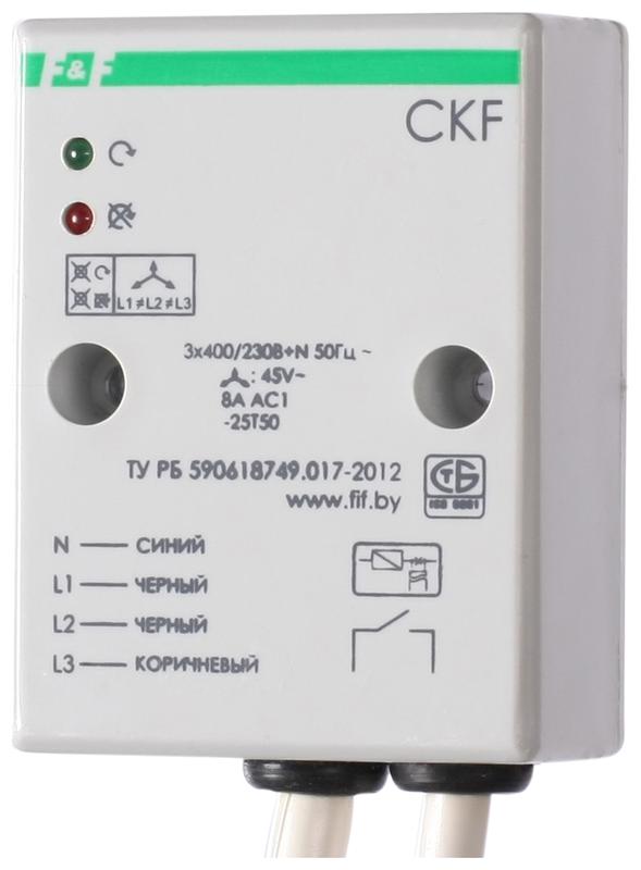 реле контроля наличия и чередования фаз ckf (монтаж на плоскость; 3х400/230+n 8а 1z ip65) f&f ea04.002.001 от BTSprom.by