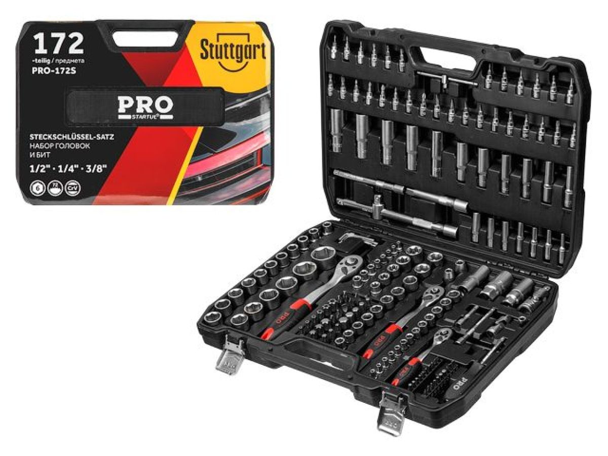 набор головок и бит 172пр. 1/4",3/8",1/2" pro startul stuttgart (pro-172s) (6 граней) pro-172s от BTSprom.by