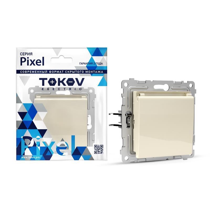 розетка 1-м сп pixel 16а ip20 с заземл. защ. шторки с крышкой механизм беж. tokov electric tke-px-r1zsw1-c02 от BTSprom.by