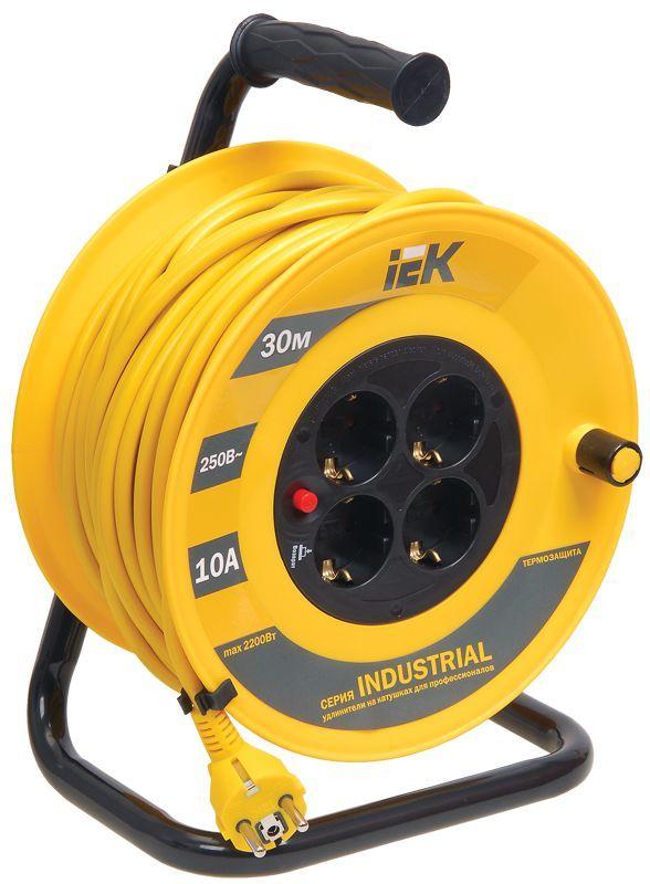 удлинитель на катушке 4х30м с заземл. 10а ip20 industrial ук30 3х1 термозащита iek wkp14-10-04-30 от BTSprom.by