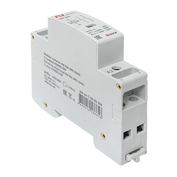  Контактор модульный КМ 20А 2NО 24В AC (1 мод.) AVERES EKF km-av-1-20-20-24V фото в каталоге от BTSprom.by