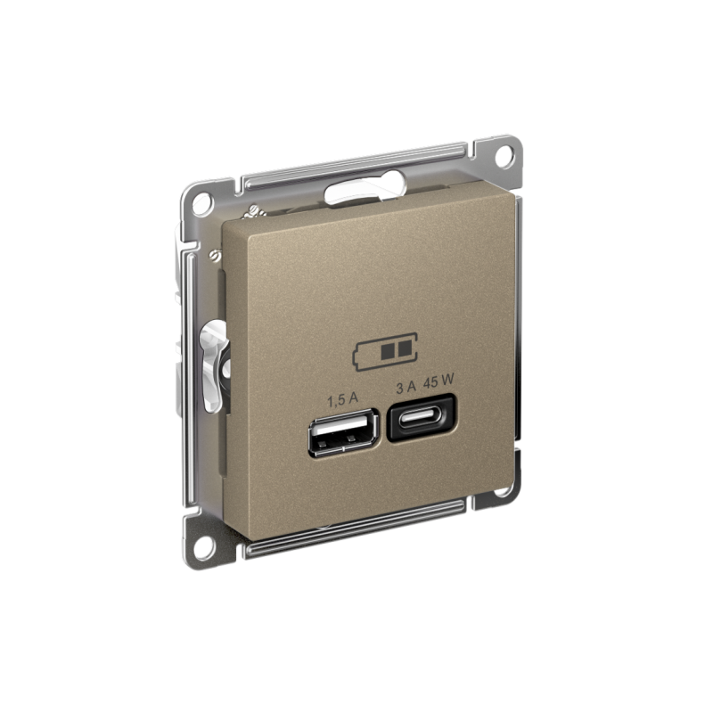 розетка usb atlasdesign тип a+c 45вт qc pd высокоскор. зу механизм шампань se atn000529 от BTSprom.by