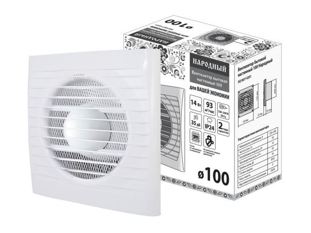 вентилятор бытовой настенный 100 народный, tdm sq1807-0201 от BTSprom.by