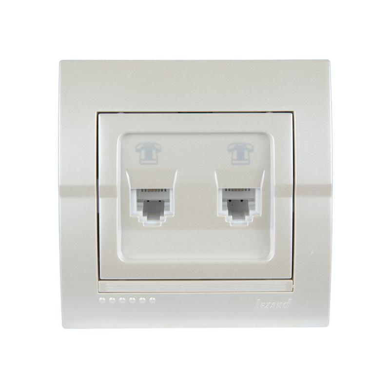 розетка телефонная 2-м сп deriy rj11 жемчуж./бел. метал. lezard 702-3030-138 от BTSprom.by