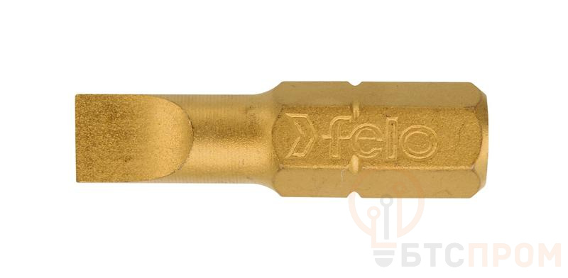 Бита плоская шлицевая TiN 6.5х1.2х25 (уп.10шт) FELO 02061070 фото в каталоге от BTSprom.by  Бита плоская шлицевая TiN 6.5х1.2х25 (уп.10шт) FELO 02061070 фото в каталоге от BTSprom.by