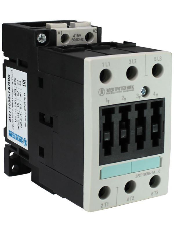 контактор электромагнитный 3rt1036-1ar00 3-пол. 50а ac-3 22квт/400в 415в ac 50гц типоразмер s2 винт. клеммы ip20 электротехник et014811 от BTSprom.by