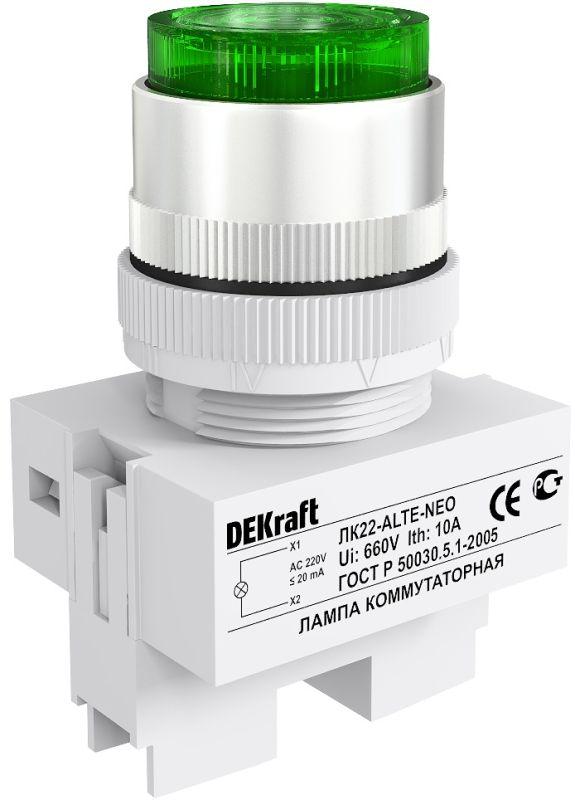 лампа коммутационная alte лк-22 d22мм 220в зел. неон dekraft 25007dek от BTSprom.by