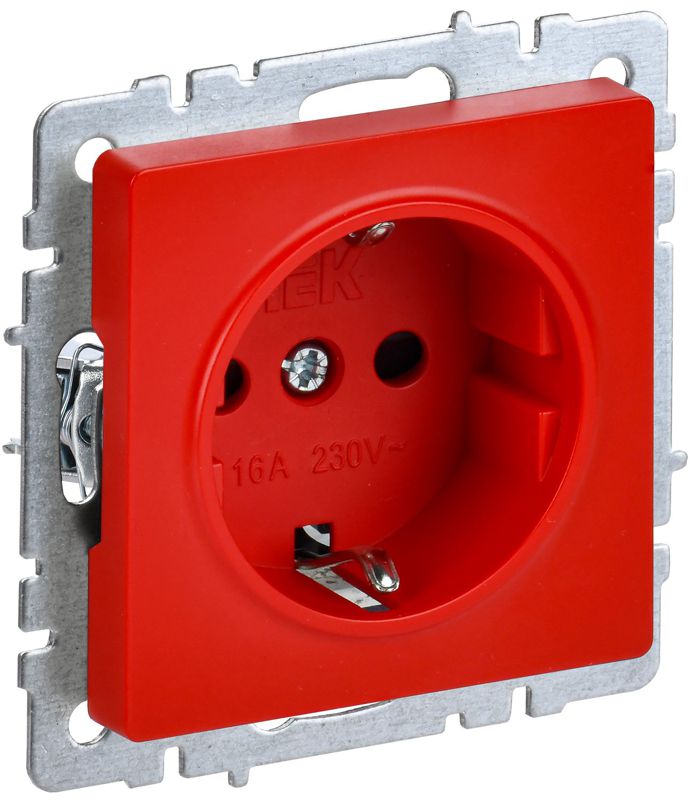 розетка brite рс14-1-0-брк 16а с заземл. защ. шторки механизм красн. iek br-r14-16-k04 от BTSprom.by