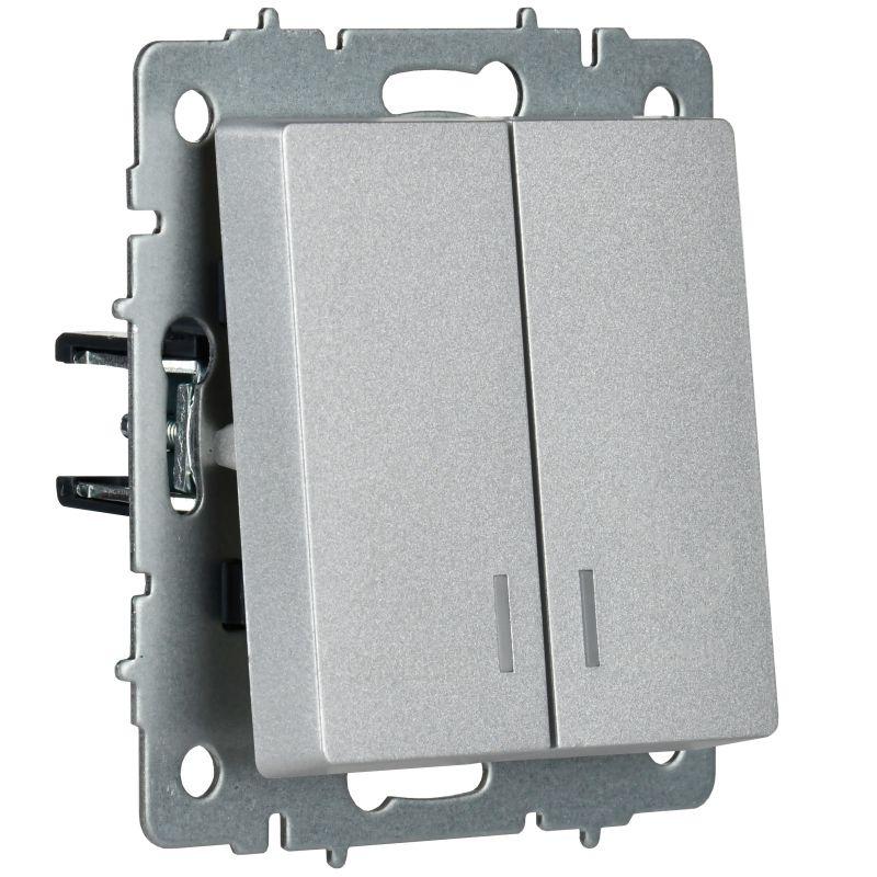  Выключатель 2-кл. BRITE 10А ВС10-2-9-БрА для отелей с индик. механизм алюм. IEK BR-V20-2-10-K47 фото в каталоге от BTSprom.by