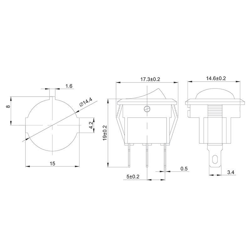  Выключатель клавишный круглый 250В 3А (3с) ON-OFF зел. с подсветкой Micro (RWB-106 SC-214) Rexant 36-2533 фото в каталоге от BTSprom.by